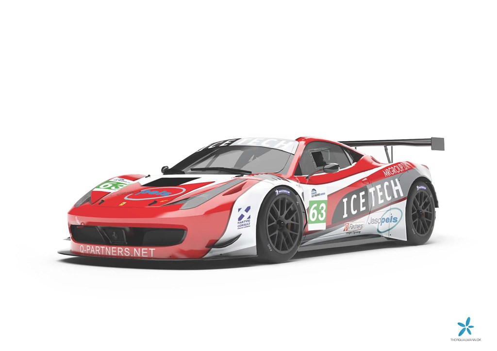 Designet på den nye Ferrari 458 Italia GT3 som Dennis Lind skal dele med Mads Rasmussen.
(Foto: DMD Press)